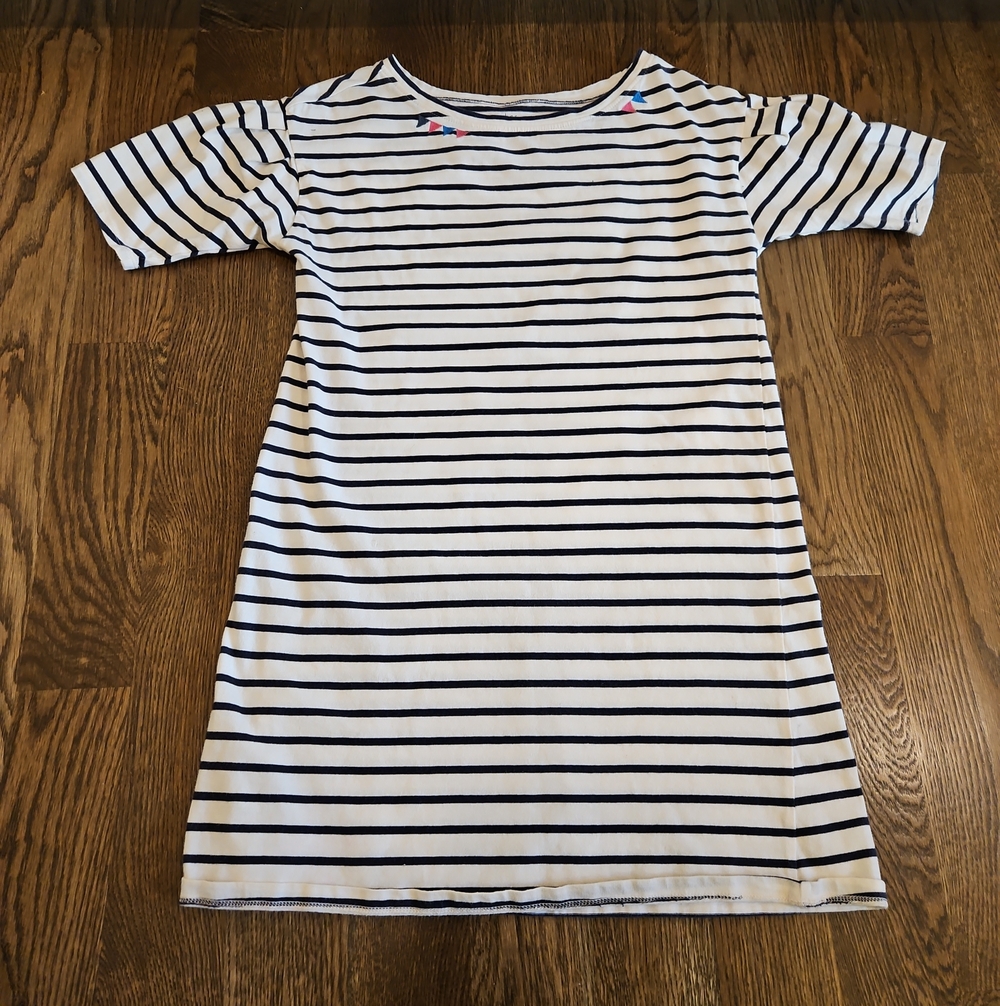 TEA Collection SIZE 14 kids STRIPED Tunic Dress Embroidered Detail 100% Cotton